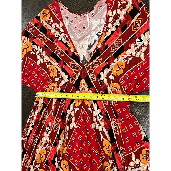 Free People Dress Women’s Large Ride to the Sunset Red Tunic Top Mini Hippie - Picture 10 of 10